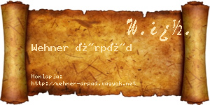 Wehner Árpád névjegykártya