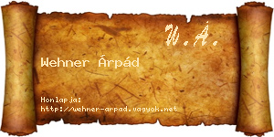 Wehner Árpád névjegykártya